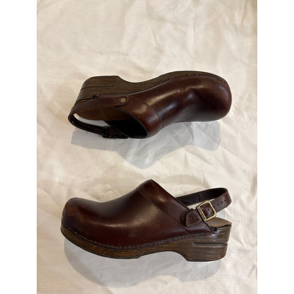 Dansko Leather Clogs Slip On Brown Womens 42 US 11-12 Adjustable Back Strap - Picture 8 of 14